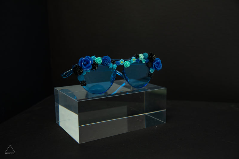 BLUE FLOWER POWER GLASSES