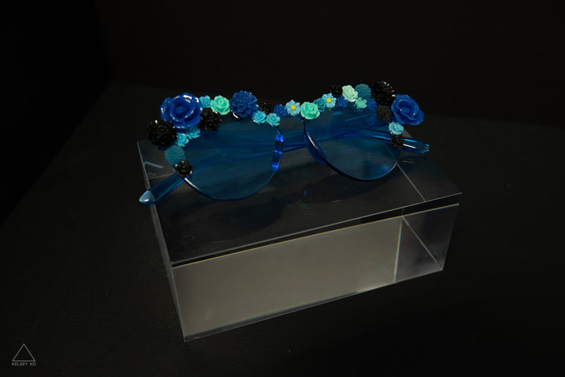 BLUE FLOWER POWER GLASSES