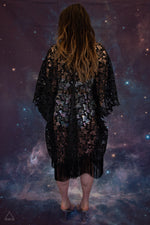 BLACK LACE FRINGE KIMONO
