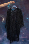 BLACK LACE FRINGE KIMONO