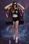 RAINBOW SEQUIN FRINGE KIMONO