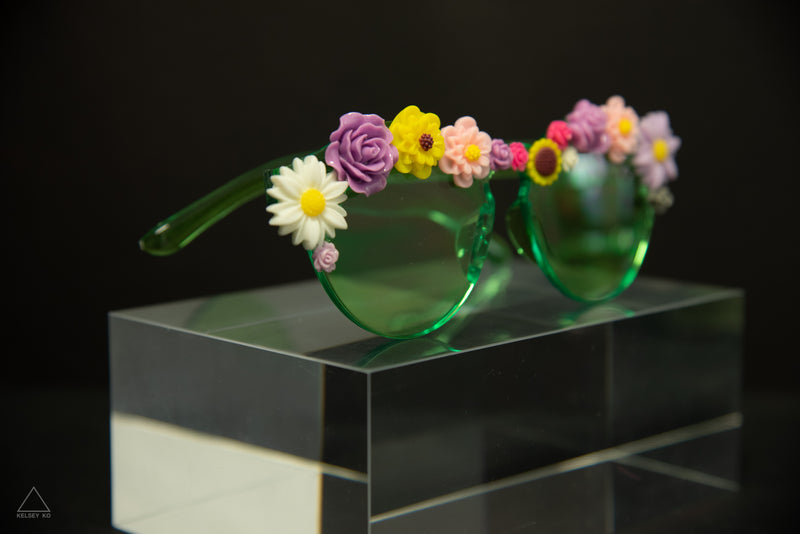 LIME FLOWER POWER GLASSES