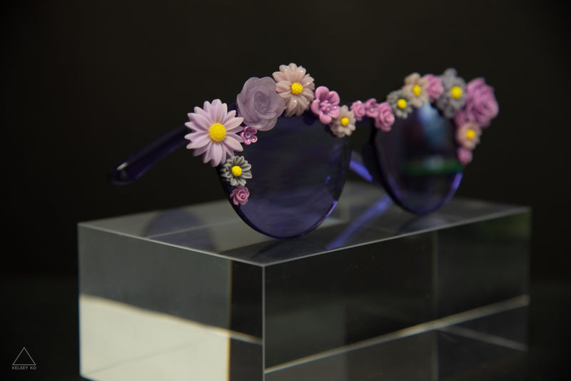PURPLE FLOWER GLASSES