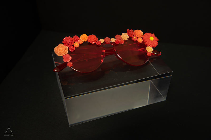 RED FLOWER GLASSES