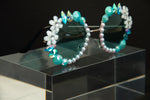 TEAL FLOWER POWER SUNGLASSES